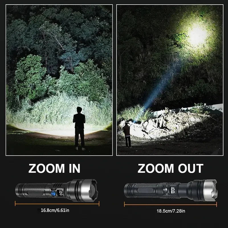 900000LM 강력한 LED 손전등 Type-c 충전 - Outdoor Adventure And Travel 리뷰 및 가격